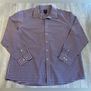 Jos A Bank Button Up Shirt Men’s XXL Purple Plaid Travelers Tailored Fit Cotton.